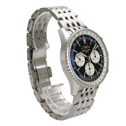 Breitling Navitimer B01 Chronograph 43 AB0138211B1A1 mit schwarzem Zifferblatt und Edelstahlarmband