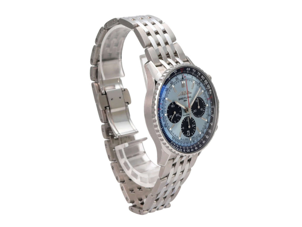 Breitling Navitimer B01 Chronograph 43 AB0138241C1A1, eisblaues Zifferblatt, Edelstahlarmband