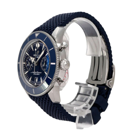 Breitling Superocean Heritage B01 Chronograph 42 AB0156161C1S1 mit blauem Zifferblatt und Kautschukband