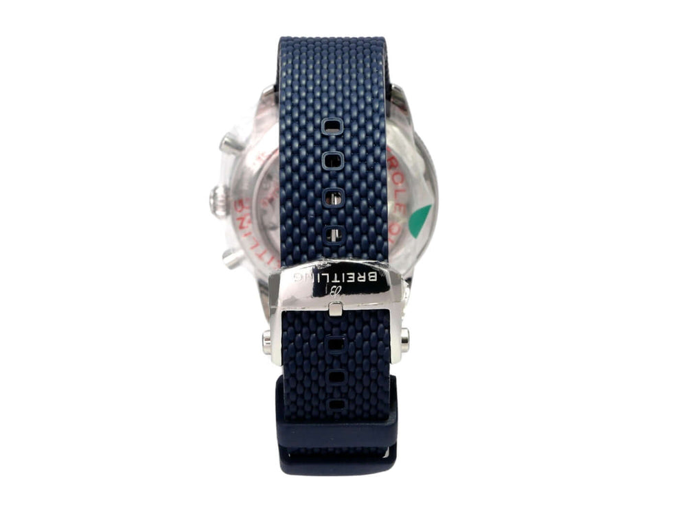 Breitling Superocean Heritage B01 Chronograph 42 AB0156161C1S1 mit blauem Kautschukband und Faltschließe