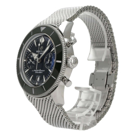 Breitling Superocean Heritage B01 Chronograph 42 AB0156361L1A1 Edelstahlgehäuse und grüne Lünette, mechanische Uhr.