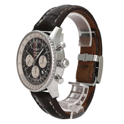 Breitling Navitimer 1 B03 Chronograph Rattrapante 45 AB0310211Q1P1, braunes Lederband, schwarzes Zifferblatt