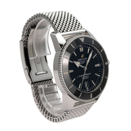 Breitling Superocean Heritage II B20 Automatic 46 AB2020121B1A1 Edelstahl Uhr mit schwarzem Zifferblatt und Mesh-Armband