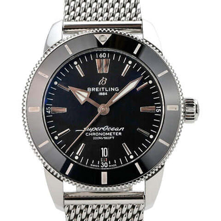 Breitling Superocean Heritage II B20 Automatic 44 AB2030121B1A1 Uhr mit schwarzem Zifferblatt und Edelstahlarmband
