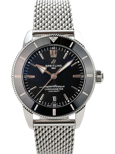 Breitling Superocean Heritage II B20 Automatic 44 AB2030121B1A1 Uhr mit schwarzem Zifferblatt und Edelstahlarmband