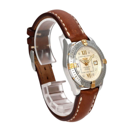 Breitling Cockpit Lady Ref. B71356-041 mit braunem Lederband und silberfarbenem Zifferblatt