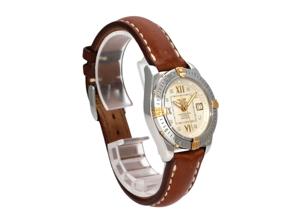 Breitling Cockpit Lady Ref. B71356-041 mit braunem Lederband und silberfarbenem Zifferblatt