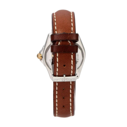 Breitling Cockpit Lady Ref. B71356-041 mit braunem Lederband und Edelstahlgehäuse von der Seite