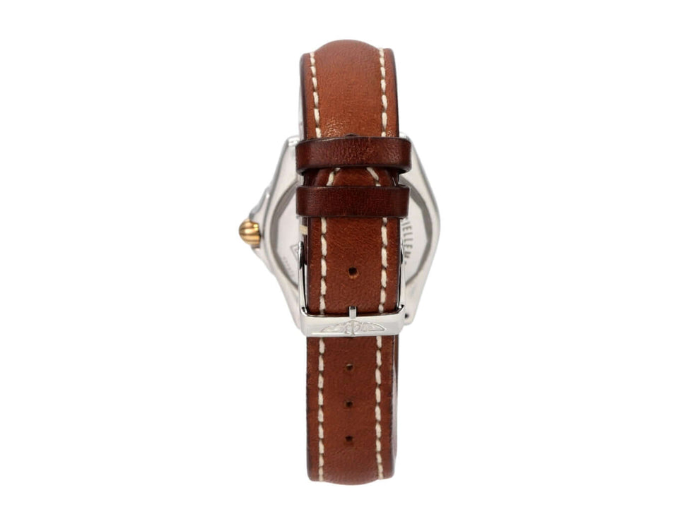 Breitling Cockpit Lady Ref. B71356-041 mit braunem Lederband und Edelstahlgehäuse von der Seite