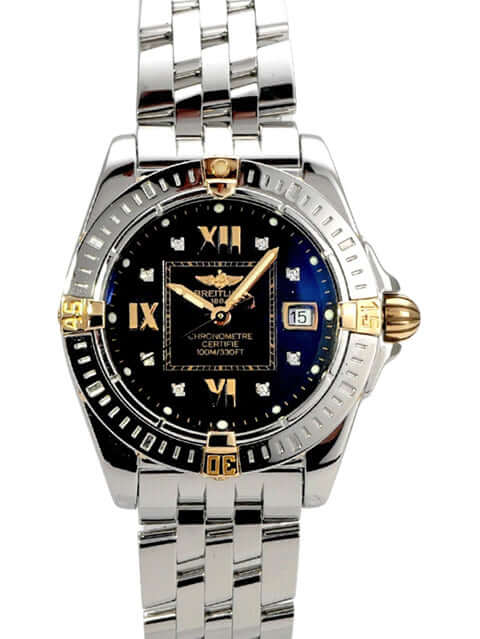 Breitling Cockpit Lady Ref. B71356-105 mit Edelstahlband, schwarzem Zifferblatt und Diamanten