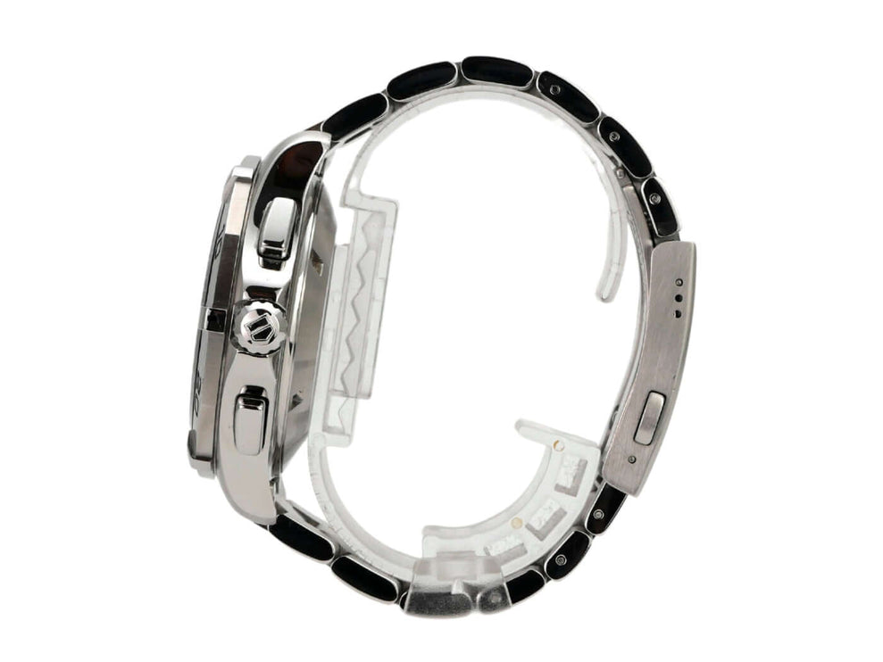 TAG Heuer Aquaracer CAF2010.BA0815 Automatik Chronograph, seitliche Ansicht, Edelstahlband, poliertes und satiniertes Finish.