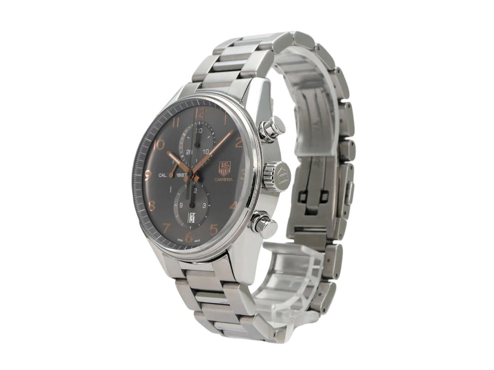 TAG Heuer Carrera Calibre 1887 Chronograph CAR2013.BA0799 mit Edelstahlarmband und anthrazit Zifferblatt.