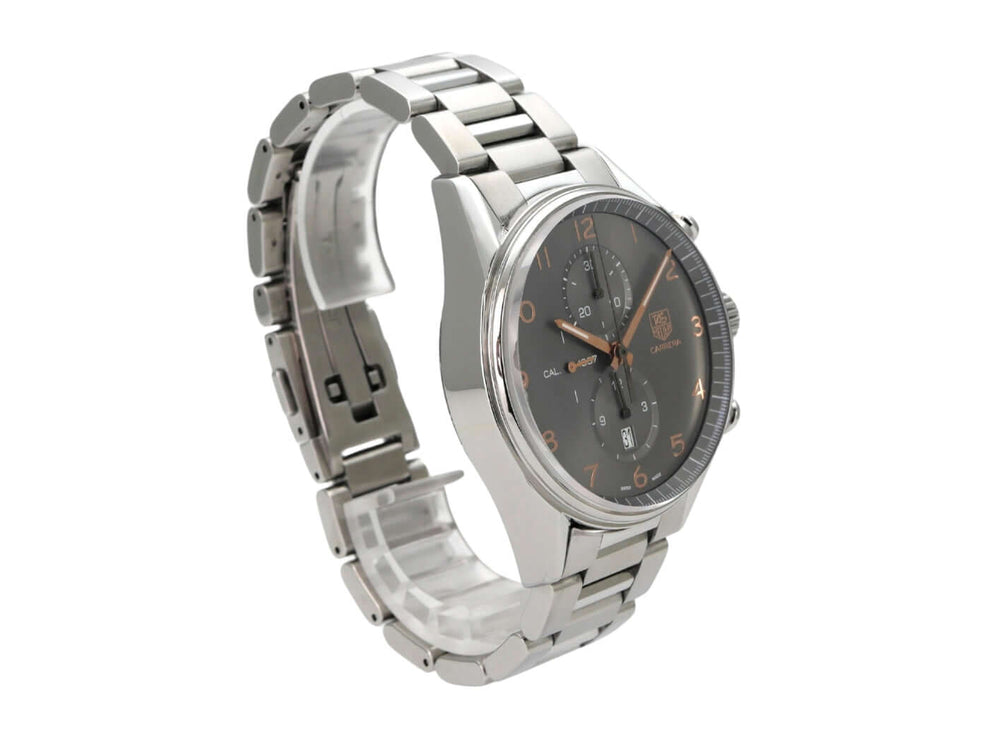 TAG Heuer Carrera Calibre 1887 Chronograph CAR2013.BA0799 mit poliertem Edelstahlgehäuse und anthrazitfarbenem Zifferblatt.
