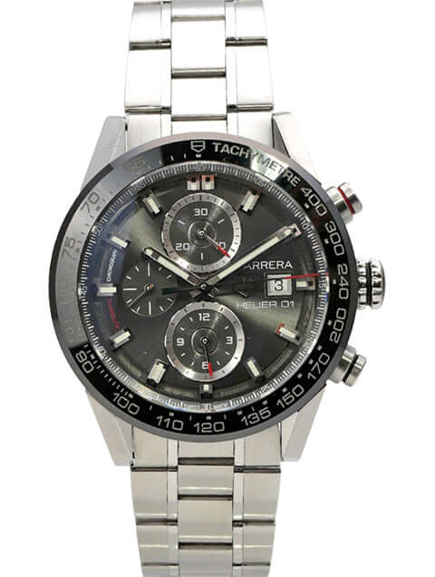 TAG Heuer Carrera Heuer 01 Automatik Chronograph CAR201W.FT6122, Edelstahlgehäuse, graues Zifferblatt, Chronograph.