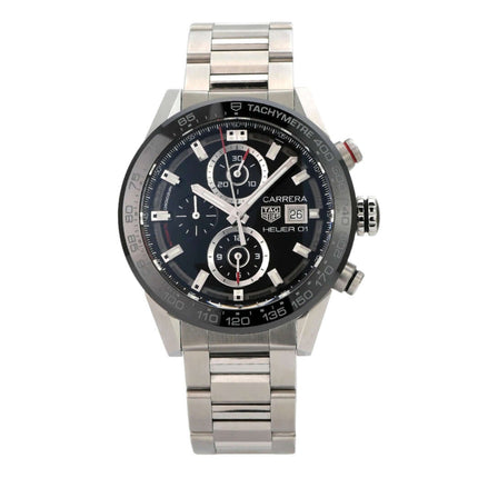 TAG Heuer Carrera Heuer 01 Automatik Chronograph CAR201Z.BA0714 mit Edelstahlband und schwarzem Zifferblatt