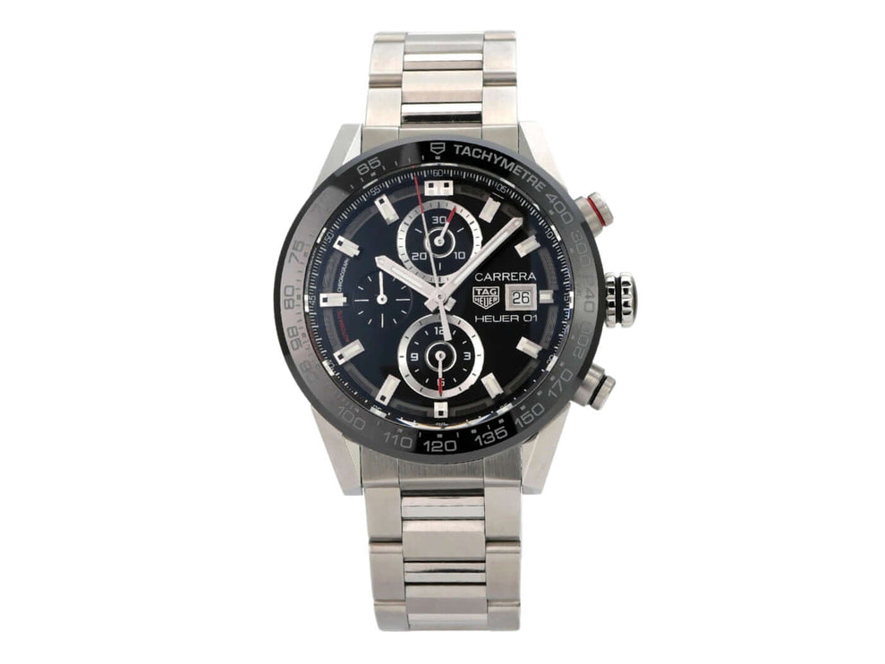 TAG Heuer Carrera Heuer 01 Automatik Chronograph CAR201Z.BA0714 mit Edelstahlband und schwarzem Zifferblatt