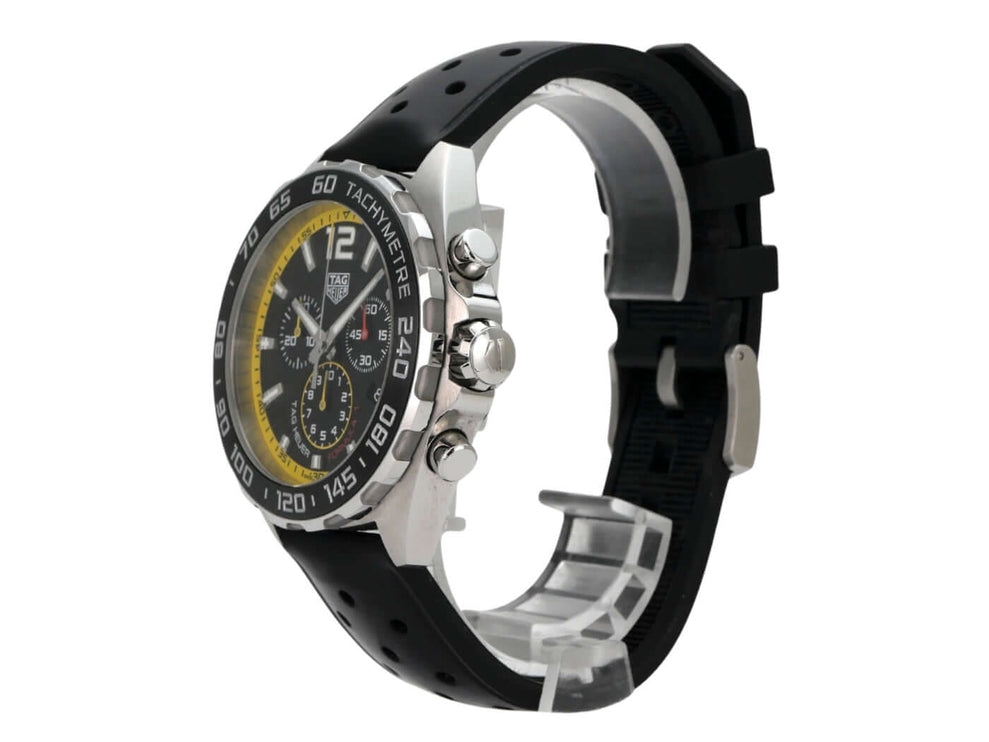 TAG Heuer Formula 1 Chronograph 43 CAZ101AC.FT8024 Uhr mit schwarzem Band und mehrfarbigen Zifferblatt.