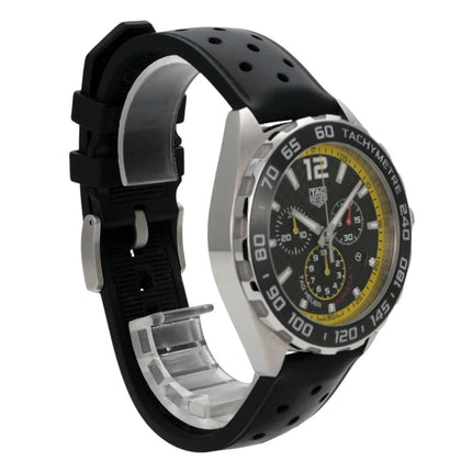 TAG Heuer Formula 1 Chronograph 43 CAZ101AC.FT8024 mit schwarzem Lederarmband und schwarzem Zifferblatt