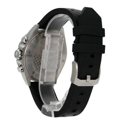 TAG Heuer Formula 1 Chronograph 43 CAZ101AC.FT8024 Rückansicht mit schwarzem Silikonarmband und Edelstahlgehäuse.