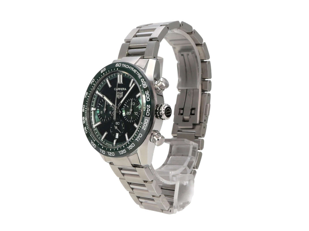 TAG Heuer Carrera Chronograph CBN2A1N.BA0643 Uhr mit grünem Zifferblatt und Edelstahlband
