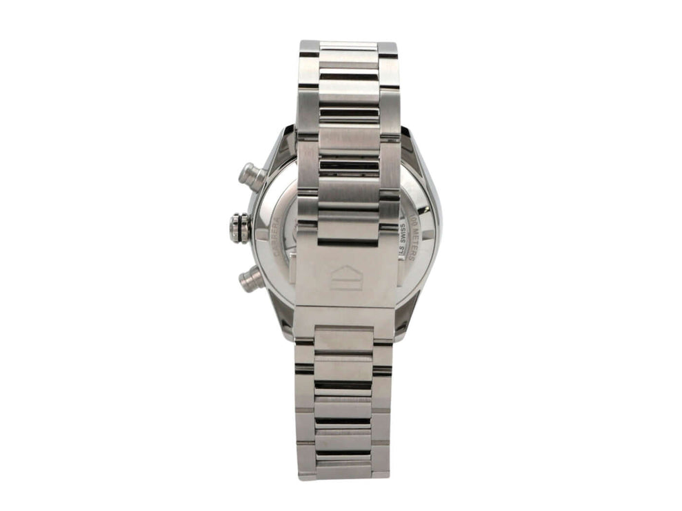 TAG Heuer Carrera Chronograph CBN2A1N.BA0643 Rückansicht des Edelstahlgehäuses und Armbands.