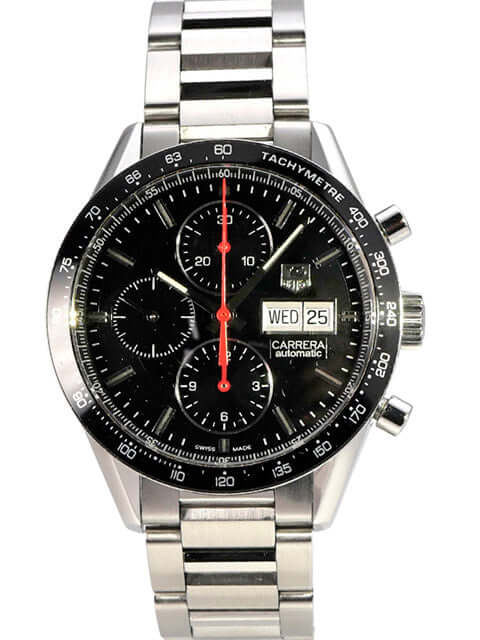 TAG Heuer Carrera Calibre 16 Day-Date CV201AH.BA0725 Edelstahl Chronograph mit schwarzem Zifferblatt und Datumsanzeige