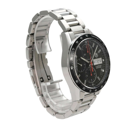 TAG Heuer Carrera Calibre 16 Day-Date CV201AH.BA0725 Edelstahl Chronograph mit schwarzem Zifferblatt