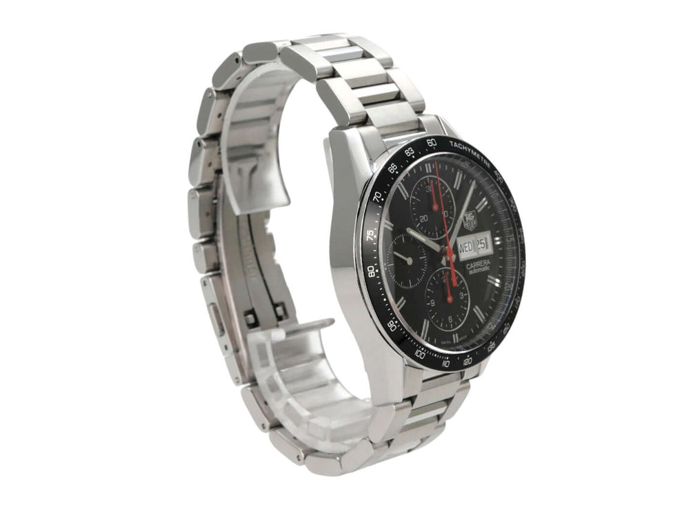 TAG Heuer Carrera Calibre 16 Day-Date CV201AH.BA0725 Edelstahl Chronograph mit schwarzem Zifferblatt