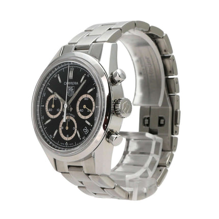Tag Heuer Carrera Automatik Chronograph CV2113 Uhr mit schwarzem Zifferblatt und Edelstahlband