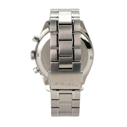 Tag Heuer Carrera Automatik Chronograph CV2113 Rückansicht des polierten Edelstahlarmbands.