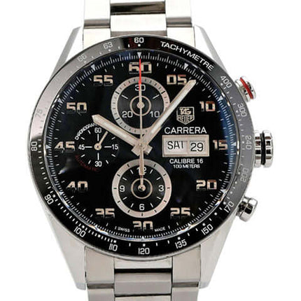 TAG Heuer Carrera Calibre 16 Automatik Chronograph CV2A1R.BA0799, schwarzes Zifferblatt, Edelstahlarmband, Tachymeter