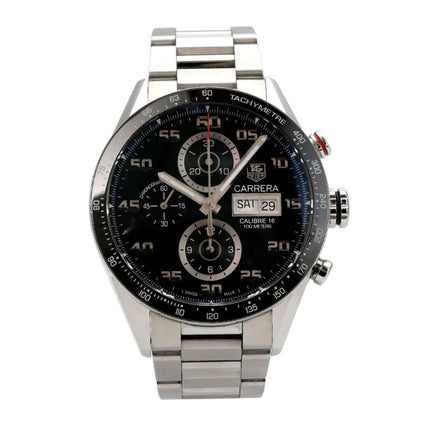 TAG Heuer Carrera Calibre 16 Automatik Chronograph CV2A1R.BA0799 mit schwarzem Zifferblatt und Edelstahlarmband