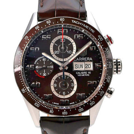TAG Heuer Carrera Calibre 16 Chronograph CV2A1S.FC6236 mit braunem Zifferblatt und Lederarmband