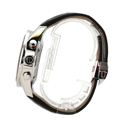 TAG Heuer Carrera Calibre 16 Chronograph CV2A1S.FC6236 seitliche Ansicht mit Edelstahlgehäuse und braunem Lederband.