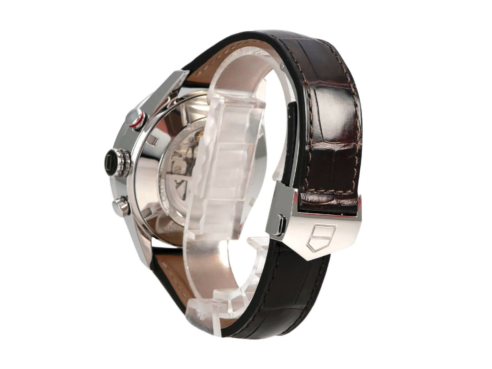 TAG Heuer Carrera Calibre 16 Chronograph CV2A1S.FC6236 mit braunem Lederband von der Seite