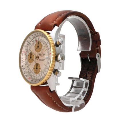 Breitling Navitimer Old Navitimer Chronograph D13022 mit braunem Lederband und gelbgoldener Lünette