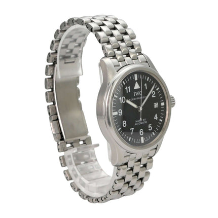 IWC Pilot`s Watch Mark XV IW325307 mit Edelstahlarmband und schwarzem Zifferblatt, sehr guter Zustand.