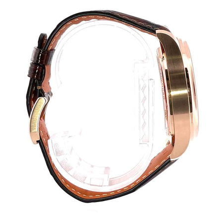 IWC Portugieser Perpetual Calendar 42 IW344202 Seitenansicht, 18 Kt. Rotgold Gehäuse, braunes Lederband mit Dornschließe