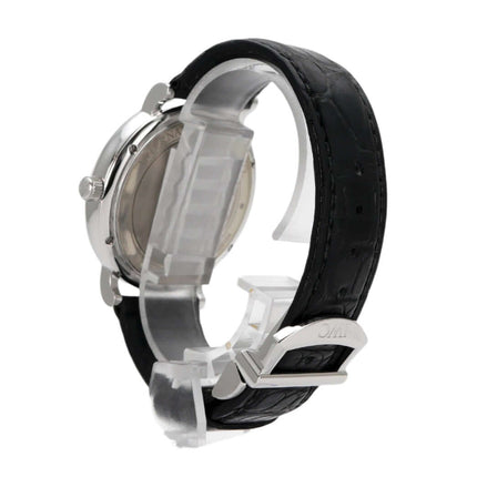 IWC Portofino Automatik IW356506, Rückenansicht mit schwarzem Lederband und Edelstahlgehäuse, Ref. IW356506.