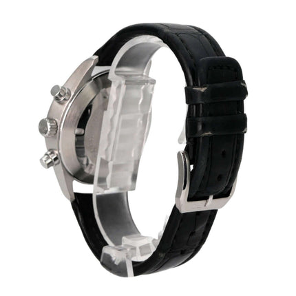 IWC Fliegeruhr Chronograph Automatic IW3706-001 seitliche Ansicht mit schwarzem Lederband und Edelstahlgehäuse