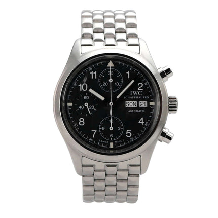 IWC Fliegeruhr Chronograph Automatic IW3706-001 mit schwarzem Zifferblatt und Edelstahlarmband
