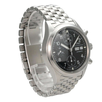 IWC Fliegeruhr Chronograph Automatic IW3706-001 mit Edelstahlarmband und schwarzem Zifferblatt, in sehr gutem Zustand.