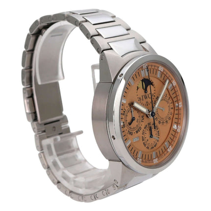 IWC GST Perpetual Calendar IW3756-011 mit lachsfarbenem Zifferblatt und satiniertem Edelstahlband