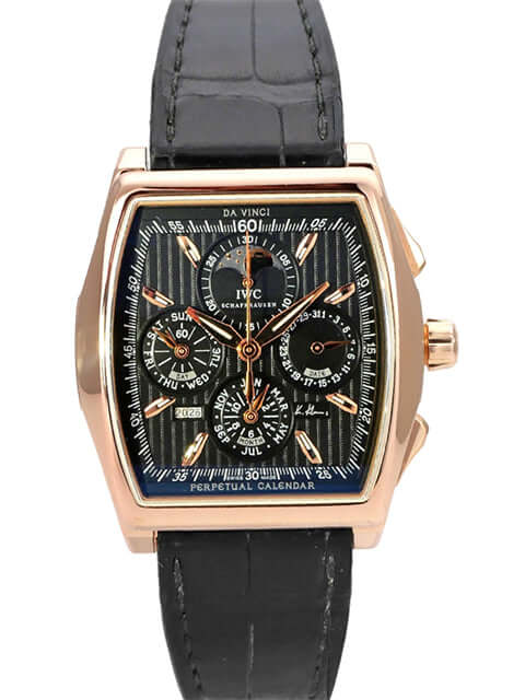 IWC Da Vinci Perpetual Calendar Kurt Klaus IW376205 aus 18 kt Roségold mit schwarzem Lederarmband und schwarzem Zifferblatt