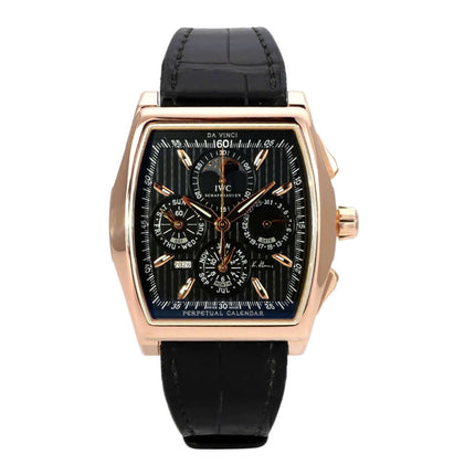 IWC Da Vinci Perpetual Calendar Kurt Klaus IW376205, Roségold mit schwarzem Lederarmband und schwarzem Zifferblatt