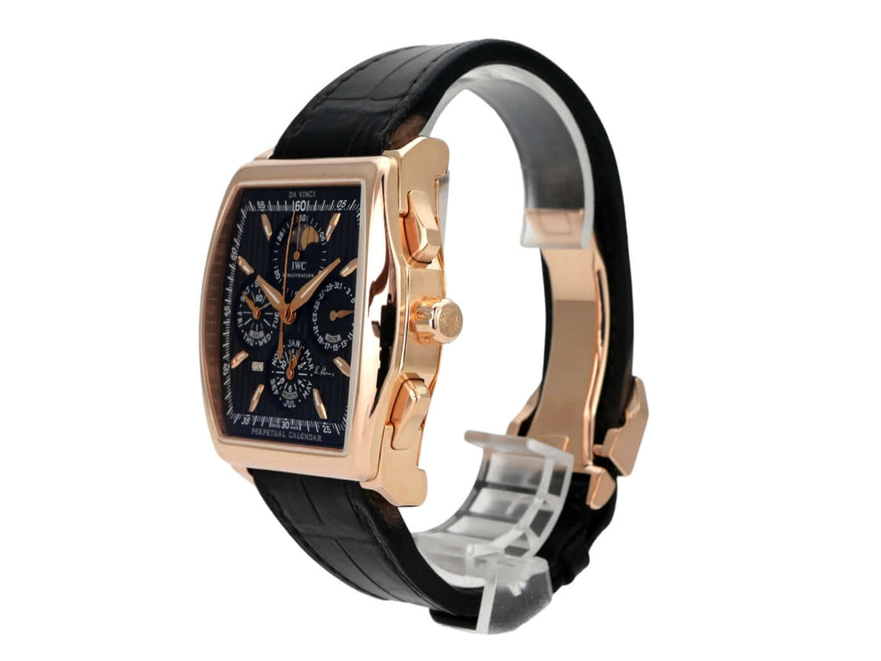 IWC Da Vinci Perpetual Calendar Kurt Klaus IW376205 aus Roségold mit schwarzem Lederarmband