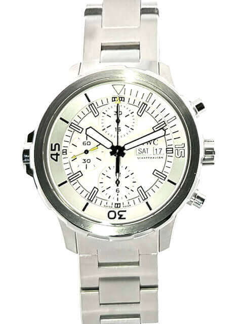 IWC Aquatimer Chronograph IW376802 mit Edelstahlarmband und silberfarbenem Zifferblatt, Gehäusedurchmesser 44 mm, Automatikwerk Kaliber IWC79320