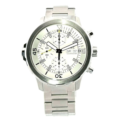 IWC Aquatimer Chronograph IW376802 Edelstahl, silberfarbenes Zifferblatt, Automatikwerk, wasserdicht bis 30 bar, 44 mm Durchmesser