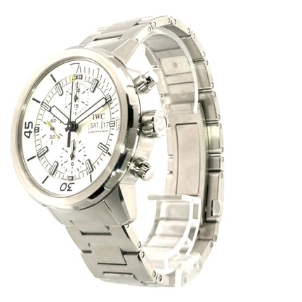 IWC Aquatimer Chronograph IW376802 Edelstahlgehäuse, silberfarbenes Zifferblatt, Edelstahlarmband mit Faltschließe, 44 mm Durchmesser