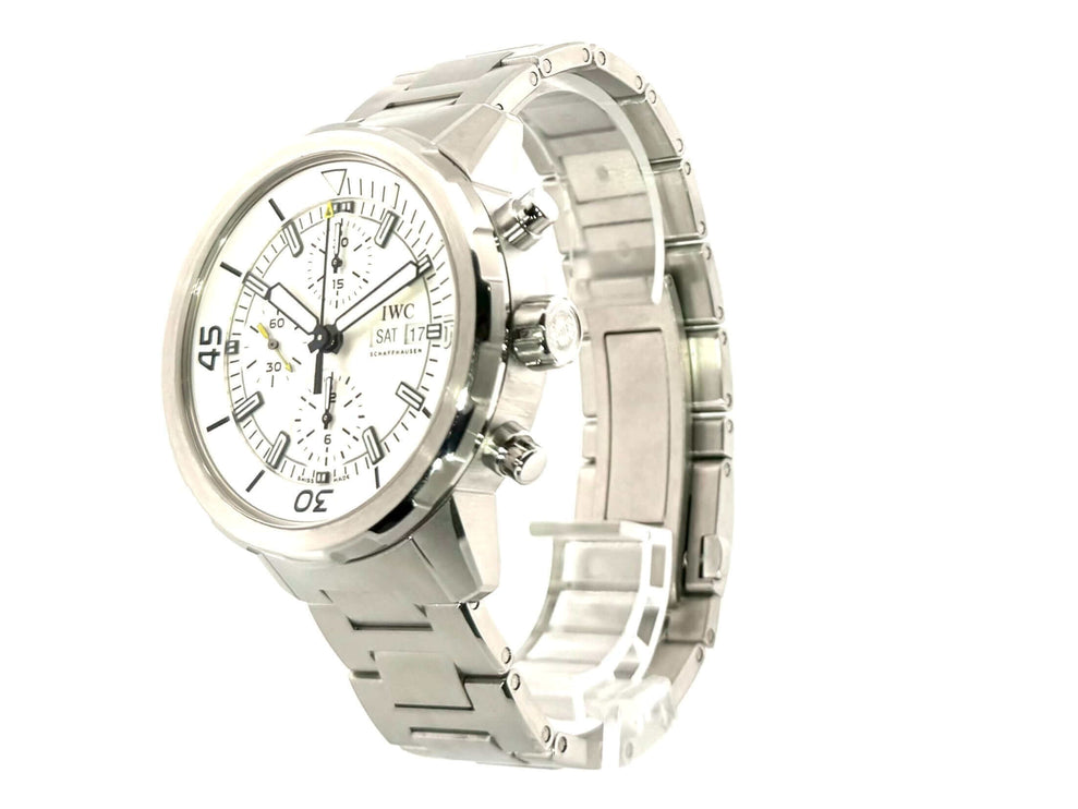 IWC Aquatimer Chronograph IW376802 Edelstahlgehäuse, silberfarbenes Zifferblatt, Edelstahlarmband mit Faltschließe, 44 mm Durchmesser